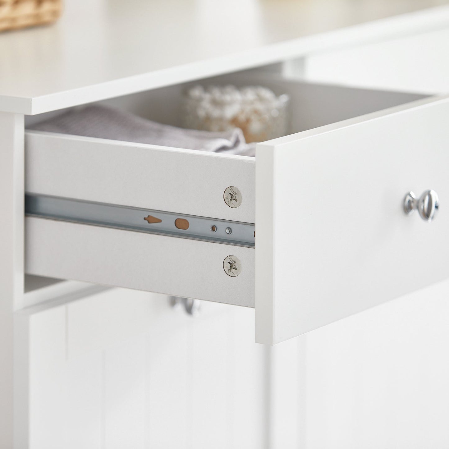 SoBuy BZR33-II-W Badezimmerschrank - Mit 2 Schubladen & 2 Wäschekörben – 78 × 90 × 38 cm – Weiß