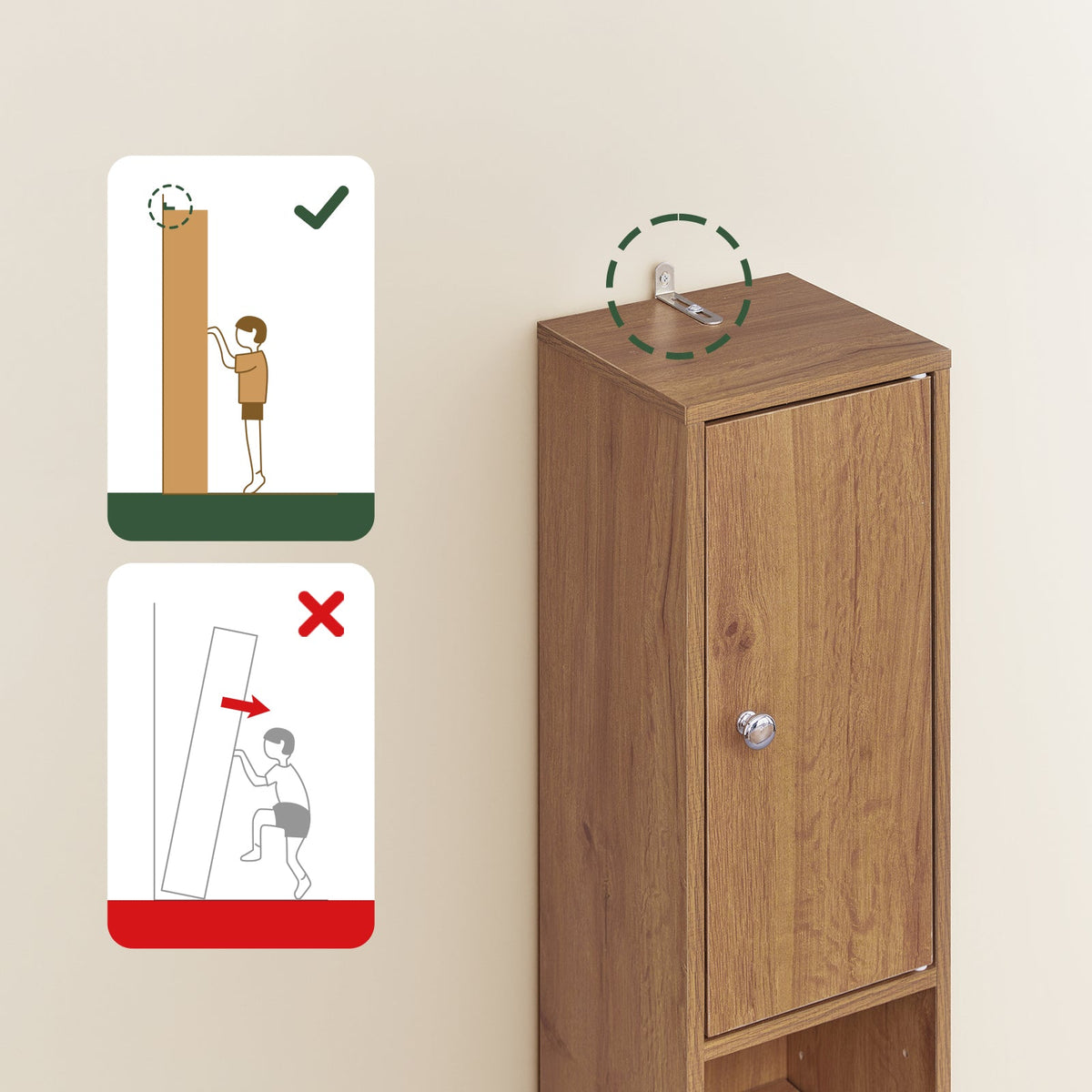 SoBuy BZR34-II-PF Hoher Badezimmerschrank - Freistehend - Kompakt - 20x20x180 cm - Naturholz