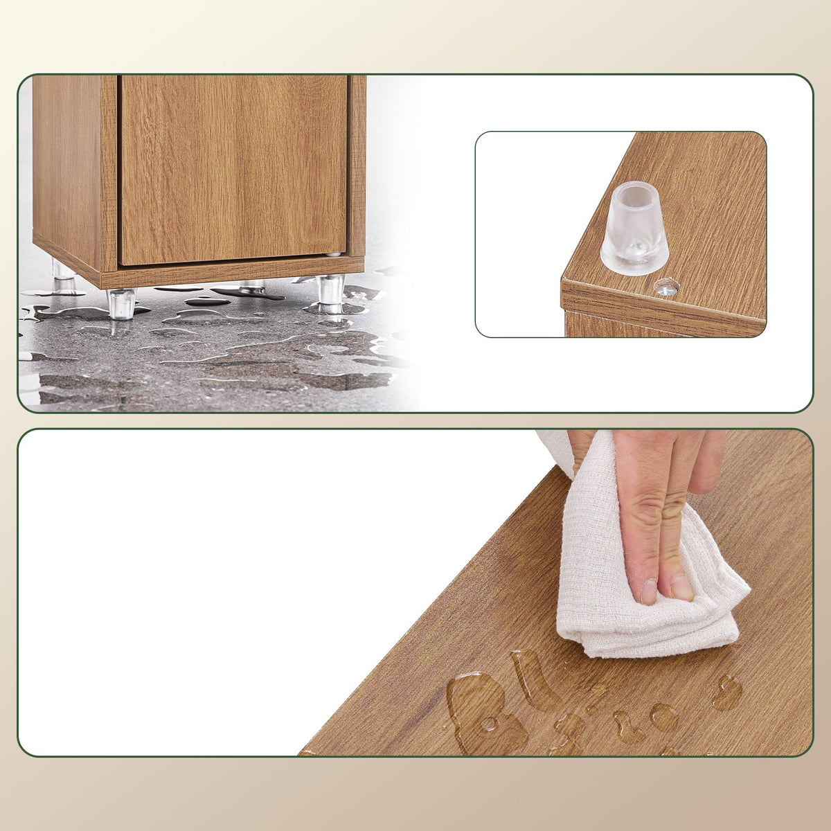 SoBuy BZR34-II-PF Hoher Badezimmerschrank - Freistehend - Kompakt - 20x20x180 cm - Naturholz