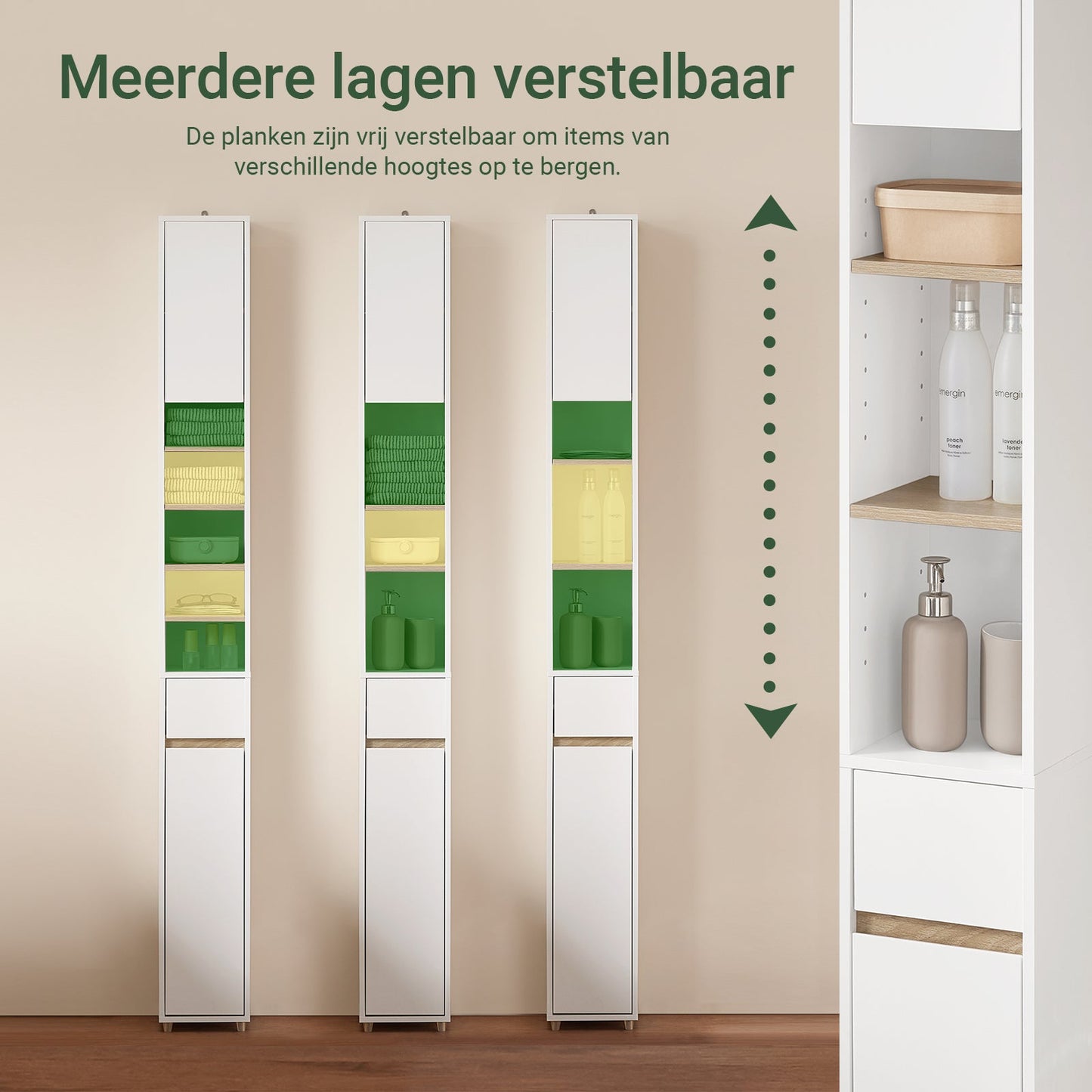 SoBuy Badezimmerschrank - 20x20x180 cm - Weiß