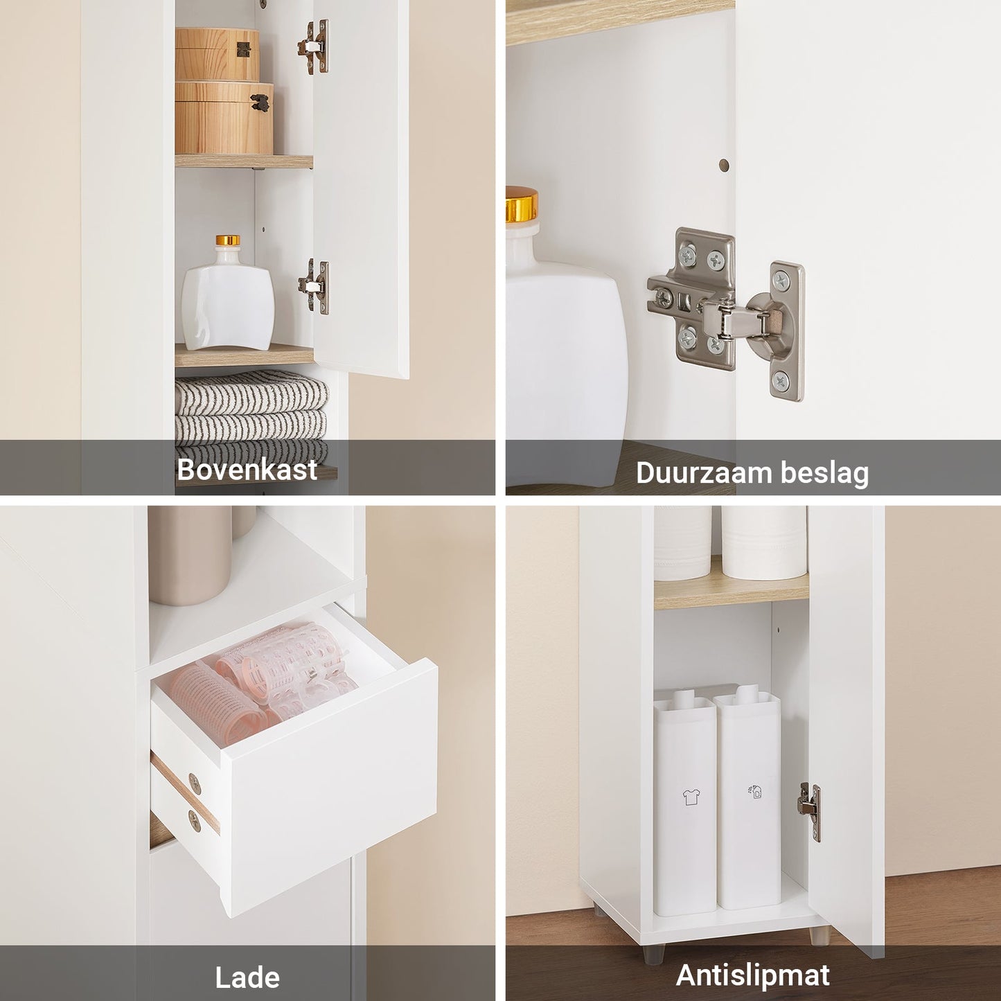 SoBuy Badezimmerschrank - 20x20x180 cm - Weiß