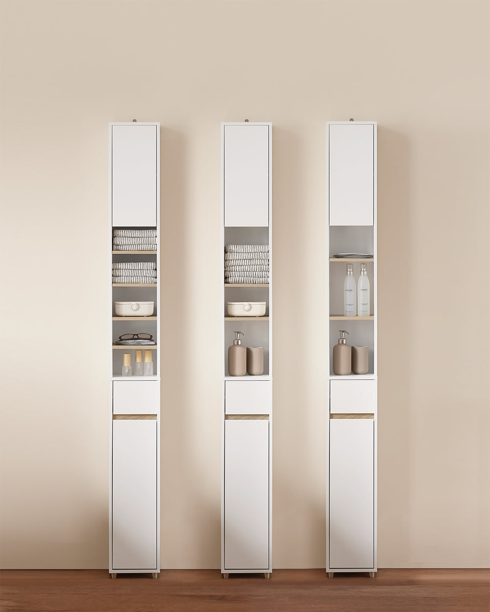 SoBuy Badezimmerschrank - 20x20x180 cm - Weiß