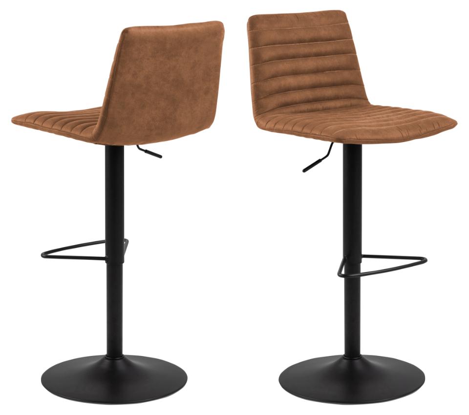 Barhocker Trofors - 2er Set - Cognac - Stilvolle und bequeme Barhocker mit Industriecharakter