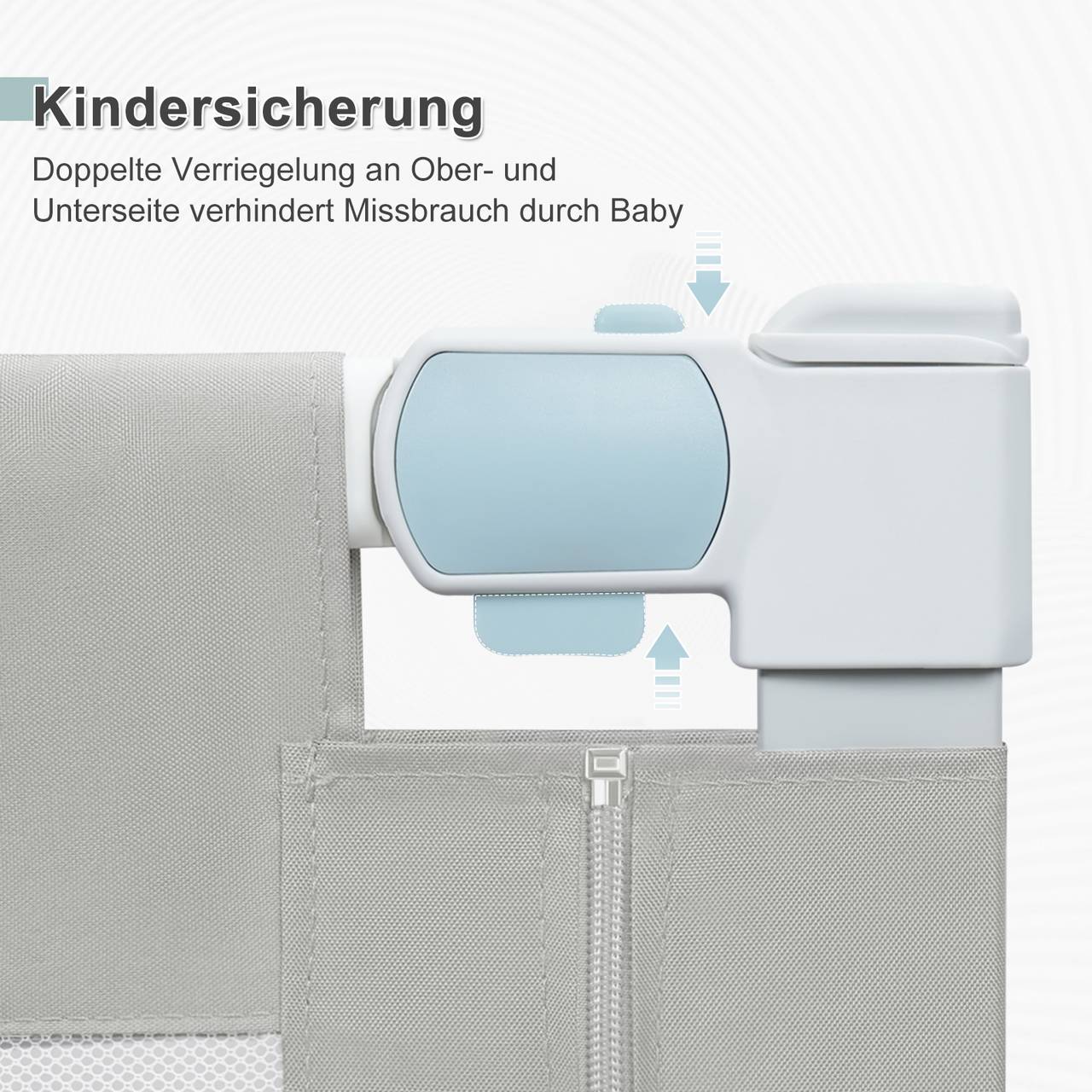 WOLTU Bettgitter - Bettgitter für Kinder - Baby - Oxford Stoff Metall - Hellgrau