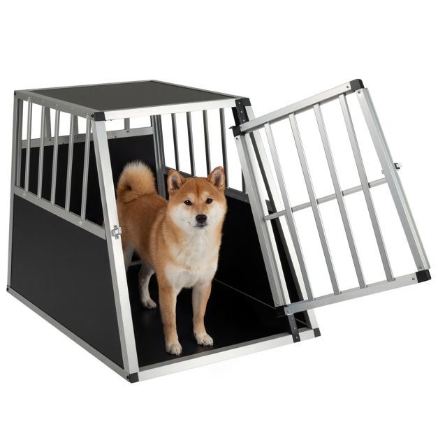 Coast Hundezwinger - Aluminium - 91 x 65 x 69,5 cm - Transportkoffer - Trennwand - Trapezförmig - Silber & Schwarz