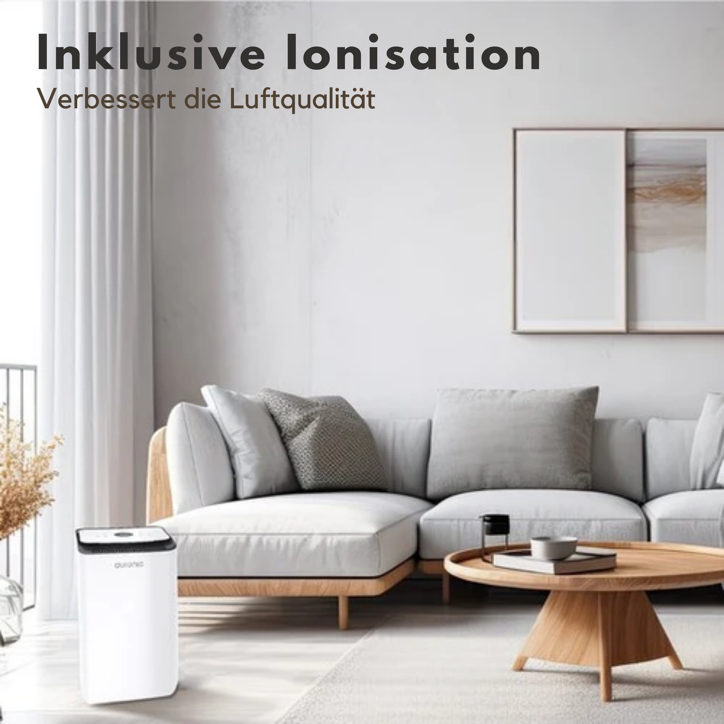 Auronic - Luftentfeuchter 12L - Mit Wäschetrocknungsfunktion, Luftreiniger - 185W - Flüsterleise (36 dB) - Geeignet für 48 m³ - Weiß
