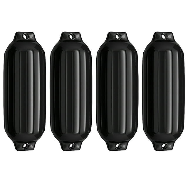 4 Ribbed Marine 8.5''X 27''Boot Fender Vinyl Stoßstange Dock Schild Solid Black