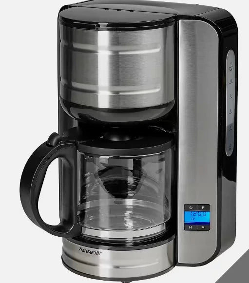 Hanseatic Filterkaffeemaschine 65387802 - Schwarz/Silber - 1,6 Liter - 12 Tassen - 25 x 26 x 33 cm