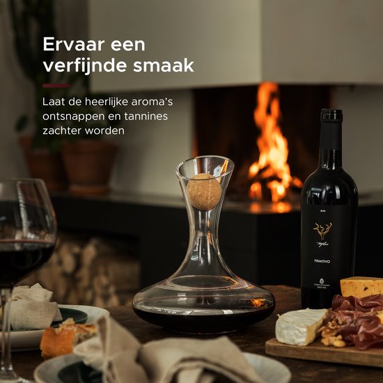 Luxwine® - Dekanter - Weindekanter - 1,45L - Inkl. 1000 Reinigungsperlen - Inkl. Korkverschluss - Dekanter