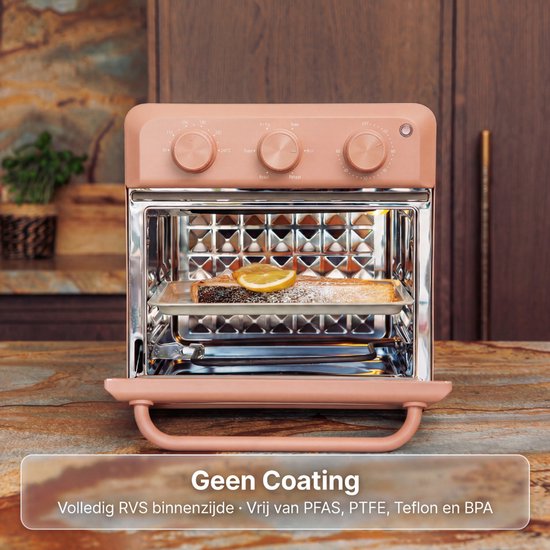 Safecourt 6-in-1 Airfyer Ofen - 100% PFAS-frei - 6 Programme - 80 bis 230 Grad - Airfryer, Backen, Braten, Toasten, Grillen & Aufwärmen - Pink