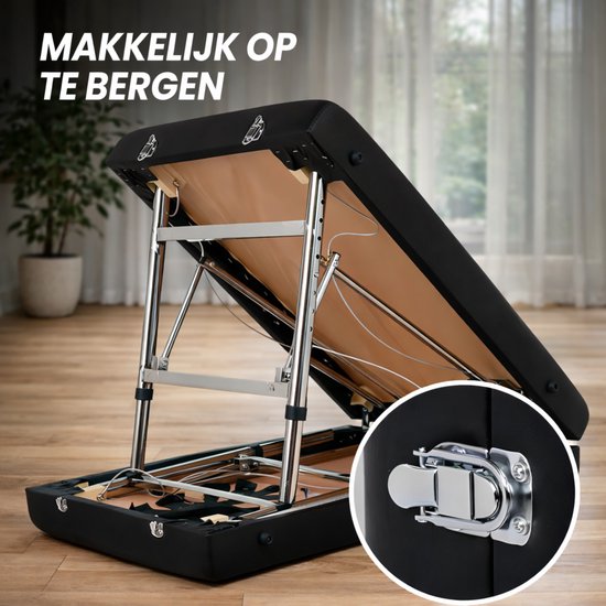 Fitby Massageliege - Klappbare Massageliege - Behandlungstisch - 200kg Tragkraft Verstellbare Höhe (60-80 cm) - 180x60 cm - Schwarz