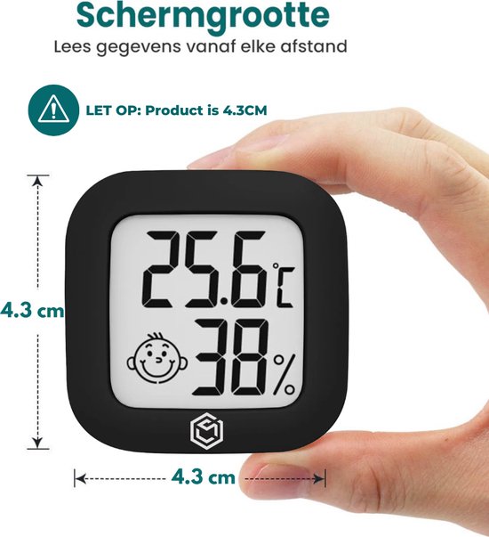 Ease Electronicz Hygrometer - Wetterstation - Luftfeuchtigkeitsmesser - Thermometer für Innenräume - inkl. Batterie und Klebestreifen