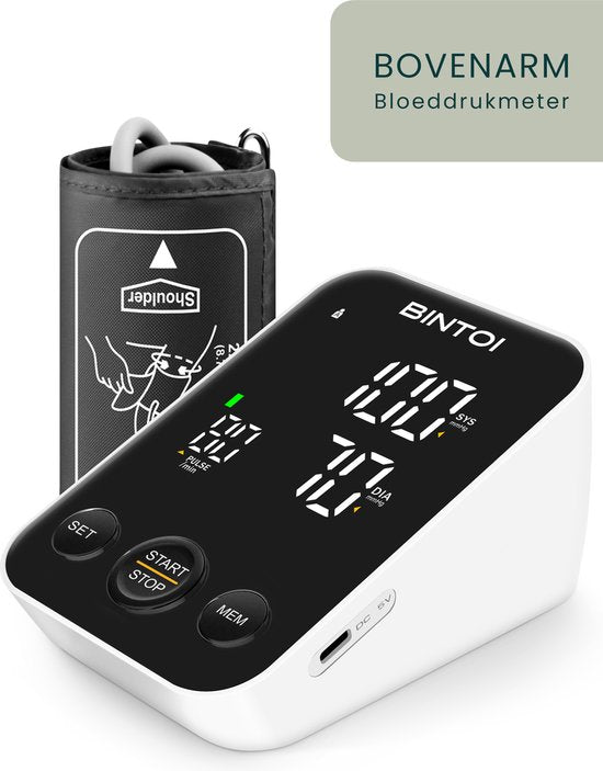 Bintoi® BX300 - Oberarm-Blutdruckmessgerät - Herzfrequenzmessgerät - Inkl. Aufbewahrungstasche und Batterien - 2 Benutzer