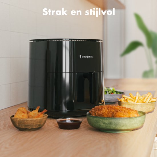 KitchenBrothers Airfryer XL - 5L - 2000W - Heißluftfritteuse - Duale Heizung - 80ÂºC bis 200ÂºC - 8 Kochprogramme - Schwarz