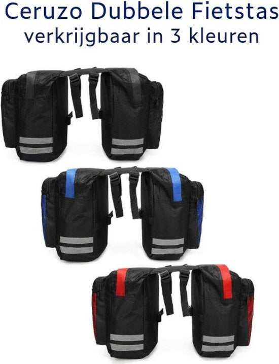 Ceruzo Double Bicycle Bag - 20 Liter - Fahrradtasche - Wasserabweisend- Kompakt- Sportlich - Schwarz