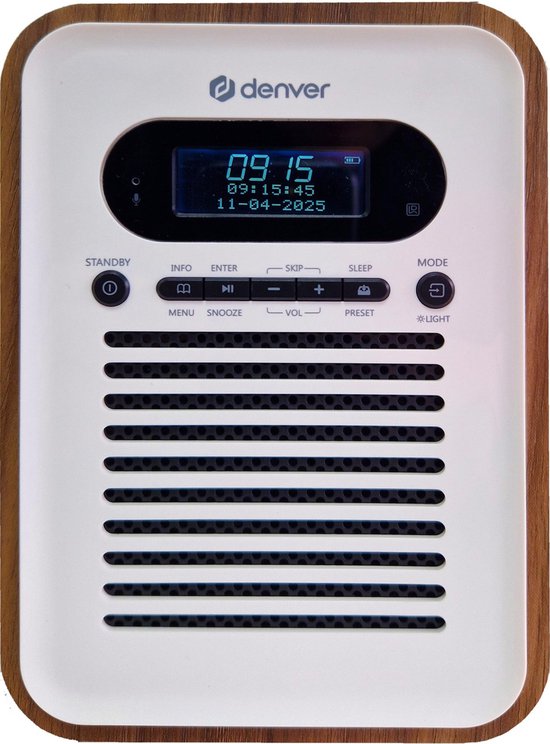 Denver Retro Radio DAB+ - FM - Bluetooth - Weckerfunktion - Holz/Weiß