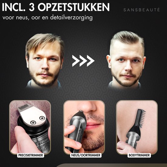 Professionelle kabellose 5-in-1 Haarschneidemaschine - Sansbeauté - Haarschneider Herrenkopfhaar - Cheveux Hair - Haartrimmer - Friseur Haar Maschine - Haarschneider - Trimmer Bart - Barbe Haarschneider - Friseur Buddha Trimmer - Barber Set - Barber Set