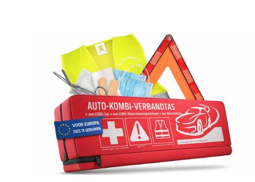 HELDENWERK Auto-Kombi-Tasche (3 in 1) nach aktueller Norm 2026 - inkl. Warndreieck, Warnweste - Verbandskasten Warndreieck-Set Auto-Verbandskasten DIN 13164:2022 (nach deutschem Verkehrsrecht)