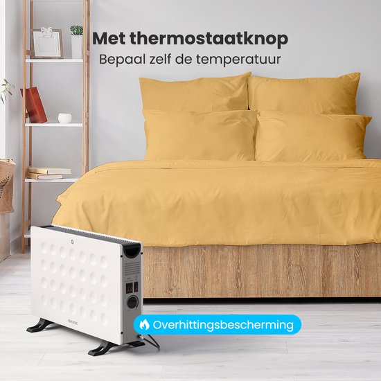 Auronic Heizkonvektor - 2000W - Eingebautes Gebläse - Elektrisches Heizgerät - Mit Thermostat - Heizgerät - Weiß