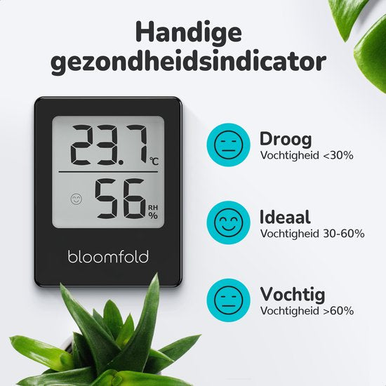 Bloomfold Hygrometer - Luftfeuchtigkeitsmesser - Digitale Wetterstation - Innenthermometer - inklusive Batterie