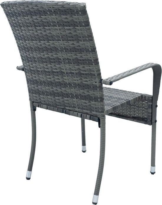 Polyrotan Gartenstühle Yoro - 4 Stück - Grau - Stapelbar