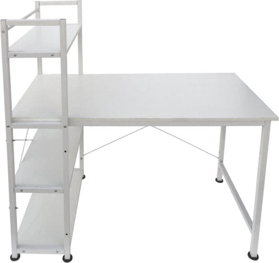 Schreibtisch Computertisch Stoer - 3 Ablagefächer - Industrie modern weiß - Metall Holz