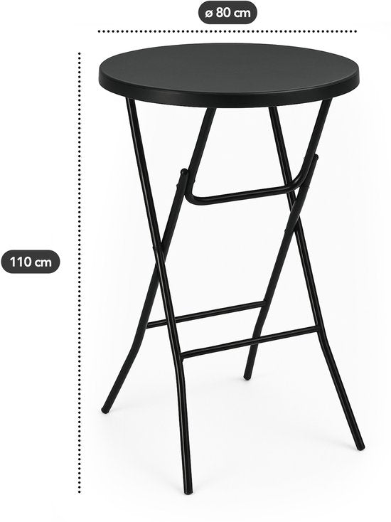 Brixy 2x Stabiler Schwarzer Bartisch - Partytisch - Stabil und wetterfest - Zusammenklappbar - 80cm x 110cm - Party