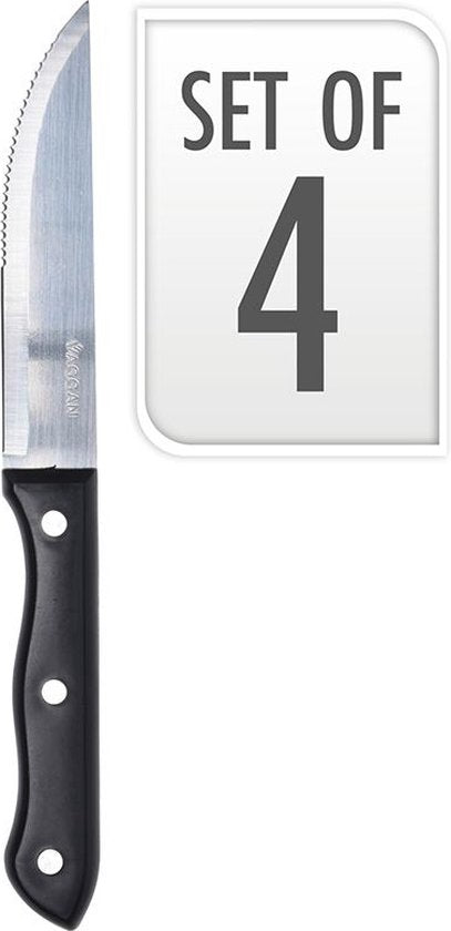 4x BBQ Steakmesser Set Edelstahl silber 33 cm - Messerset