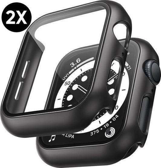 Gehäuse passend für Apple Watch Series 4 / 5 / 6 / SE - 40 mm Displayschutzfolie - 2 Stück - Full Cover Hard Case - Schwarz