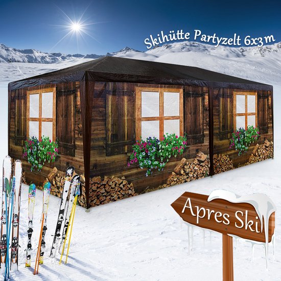 Casaria Partyzelt - Pavillon 18m² 3x6m mit 6 Seitenwänden - Apres Ski