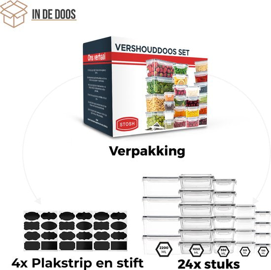 Stosh Freshness Schalen - Meal Prep Schalen - Gefrierschalen - Lebensmittelbehälter - 24 Stück - Kunststoff - BPA frei