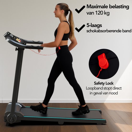 Brixy Laufband - Zusammenklappbar - Laufband - 12 Programme - Tablet-Halterung - Steigungsfunktion - Laufband - 1-12km/h