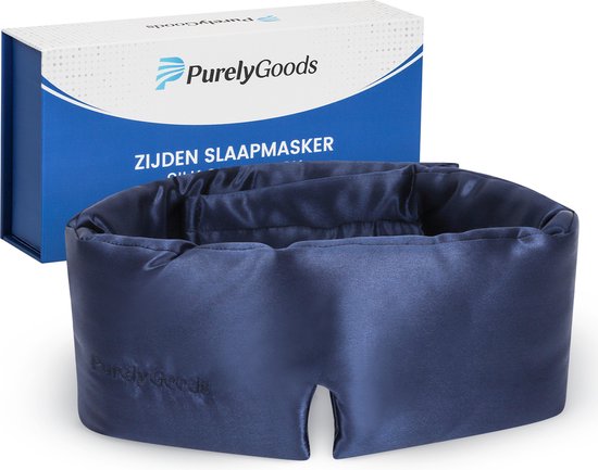 PurelyGoods® Seiden-Schlafmaske - Schlaf-Augenmaske - 100% Maulbeerseide - Verdunkelung - Frauen und Männer - Marineblau