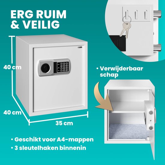 Deuba Safe - Elektronischer Doppelfüller Led 35x40x40cm 56l - Silber