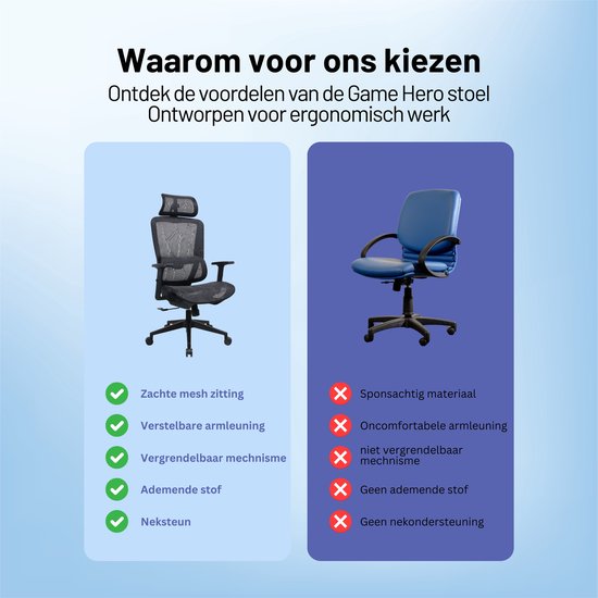 GAME HERO® Trader X1 Ergonomischer Bürostuhl - Bürostuhl für Erwachsene - 130KG - Schwarz