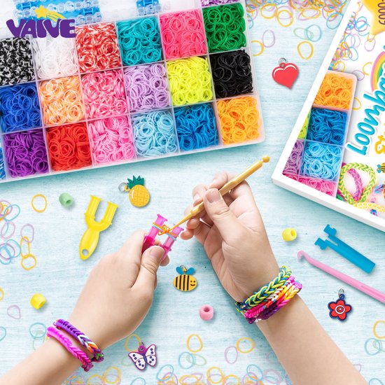 VAIVE Loom Straps Deluxe Starter Kit mit Loom Board - Loom Straps Starter Kit - Crafting Girls - For Kids - Craft Box