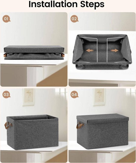 Rootz 5er-Set faltbarer Aufbewahrungsboxen – Ordnungsboxen – Faltbare Behälter – Schutzdeckel – Platzsparend – Langlebiges Design – 20 l, 27 l, 36 l, 51 l