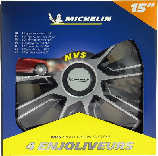 Michelin Radkappen 15-Zoll - silber/schwarz - 4 Stück