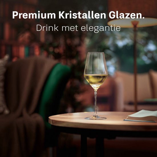 BarDeluxe® Weingläser Weißwein - mundgeblasene Kristallgläser 420ml - handgefertigt & bleifrei - Weinglas - 4 Stück - Luxusset für Bar oder Dinner
