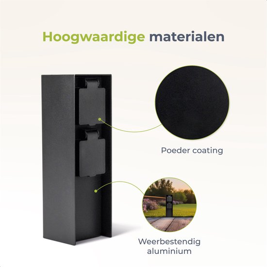 Luft Gartensteckdose - Auf Säule mit Seitenerdung - 2 Steckdosen - Gartenpfosten - Außen - Wasserdicht - Pfosten - Box - Kontakt - IP44 - Mattschwarz - Box - Mit - Steckdose