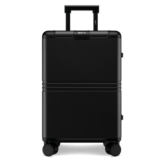 ONYX Hybrid Pro Handgepäck Koffer 35 Liter - Recyceltes Polycarbonat und reißverschlussloses Design - Reisekoffer mit TSA-Schloss und Spinner-Rädern - Leichter Trolley - Onyx Black