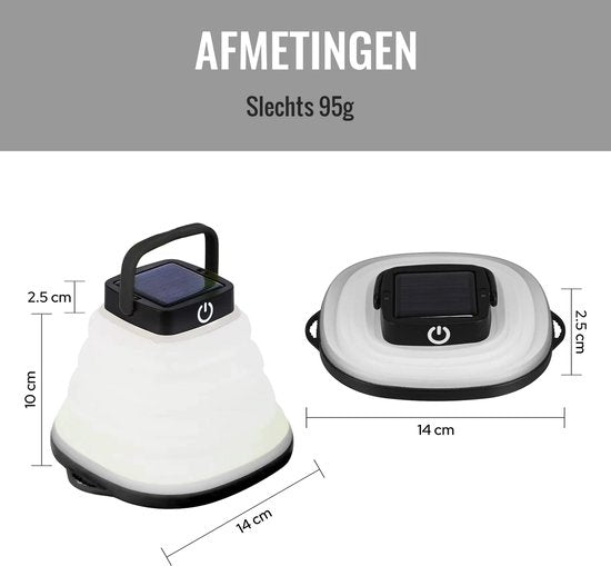 Tech Essentials Solar LED Laterne - faltbar - schwarz - Zeltlampe - Led Lampe wiederaufladbar - Camping - Notfall - Sturm - Hängelampe - Solarenergie