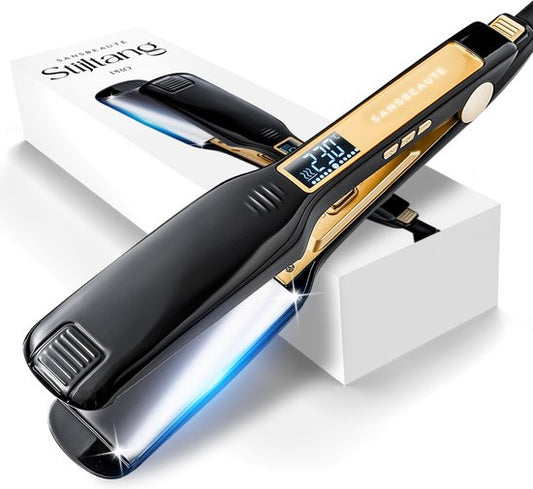 Sansbeauté® Professionelles Glätteisen - 2 in 1 - Lockenstab - Haarglätter - Schnelles Aufwärmen - 80℃ bis 230℃ - Glätten & Locken - ION-Technologie