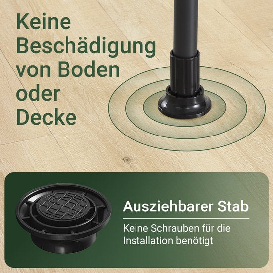 SoBuy Teleskop-Kleiderständer - Verstellbares Aufbewahrungssystem - Kleiderstangensystem - B(75-126) × H(200-295) cm, Schwarz, FRG109-II-SCH