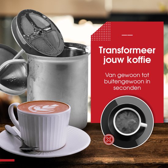 HGMD Milchaufschäumer, manuell – 400 ml – Edelstahl – Milchaufschäumer – Milchkännchen – Barista – spülmaschinenfest