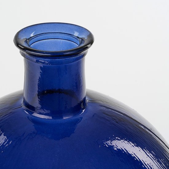 Mica Decorations Firenza Flaschenvase - H42 x Ø34 cm - Recyceltes Glas - Dunkelblau