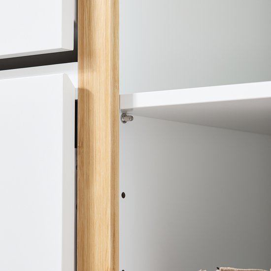 SoBuy FSR189-WN Schuhschrank - Weißer Holzverbundstoff mit 3 Klappen & Tür
