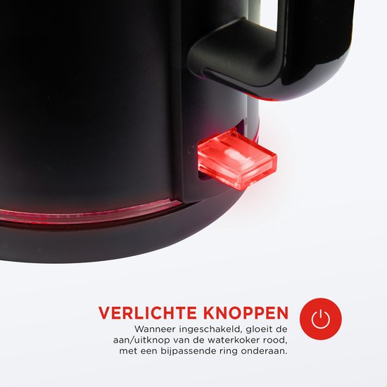 Bourgini Wasserkocher aus Glas - Mattschwarz - Kabelloser Gebrauch - Einfaches Befüllen durch den Deckel - Großes Fassungsvermögen von 1,5 l - BPA-frei