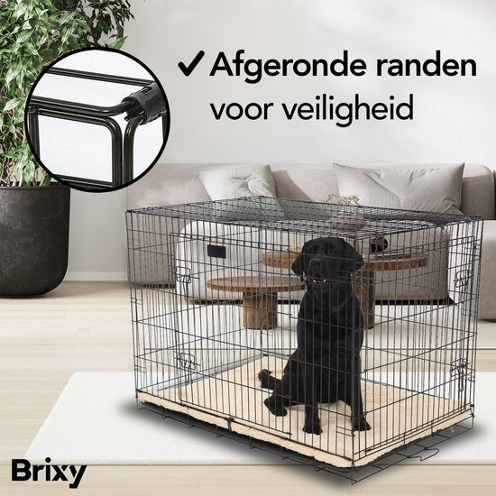 Brixy Hundebank - Sitzbank für Hunde - Größe L - faltbar - 91 x 58 x 65 CM - 2 Türen - Schwarz