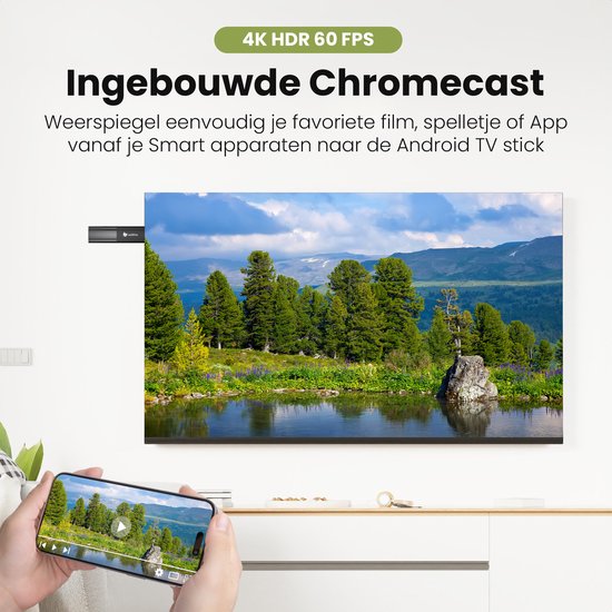 Leafline® Android TV Stick - Google TV Streamer - Eingebauter Chromecast - Android TV Box - Mit Fernbedienung & Sprachsteuerung